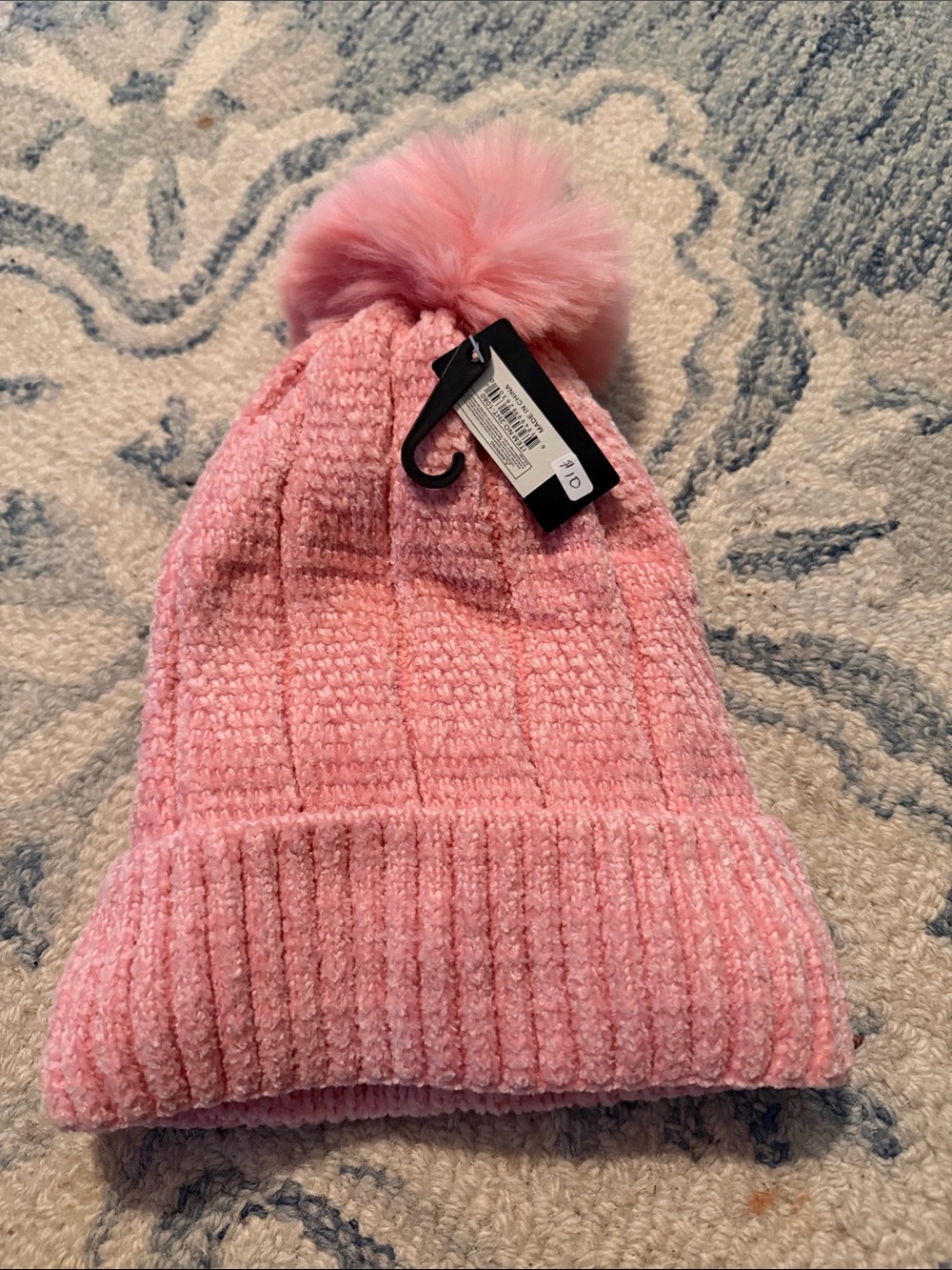 Kids Pink Pom Beanie Hat